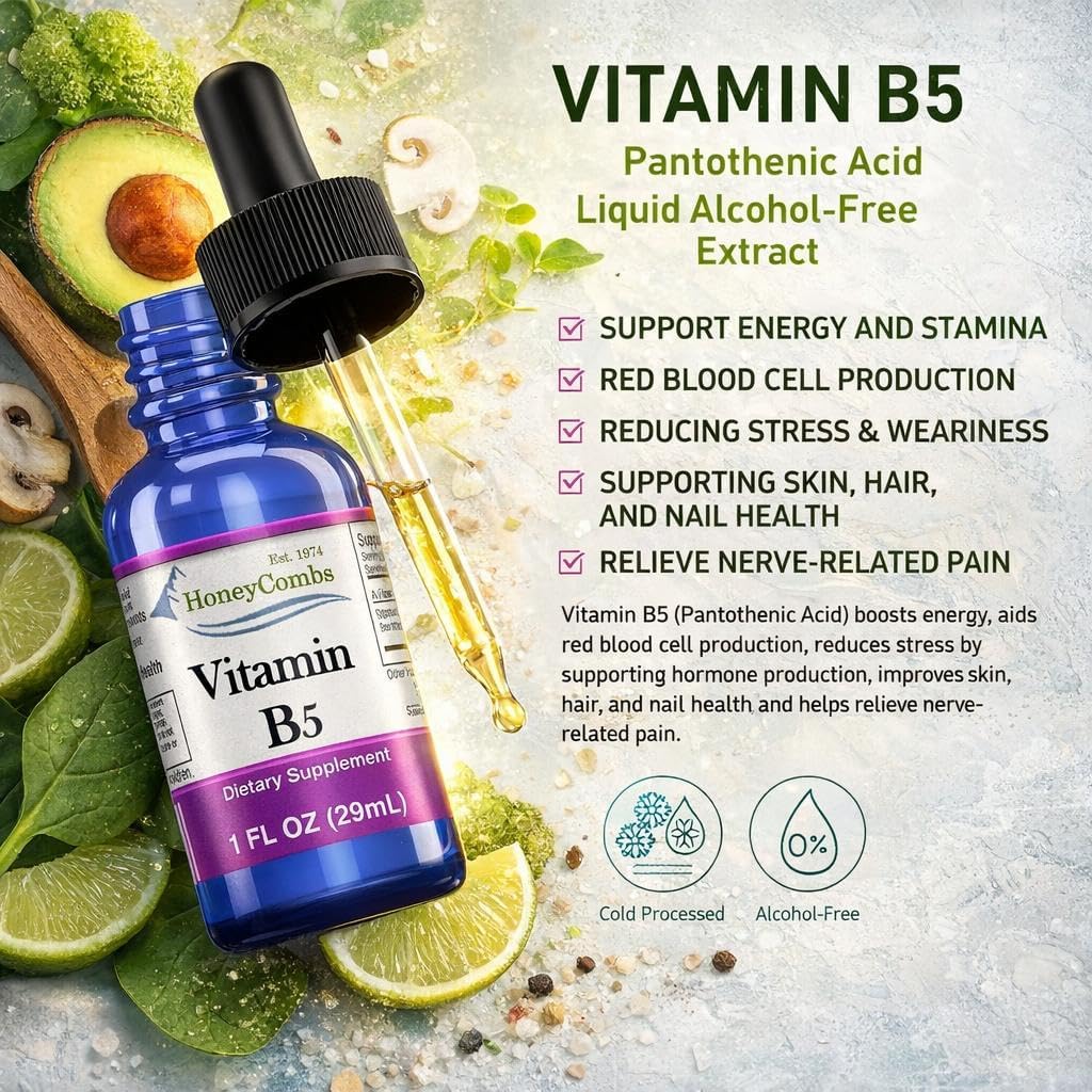 Liquid Vitamin B5 50 mg – Pantothenic Acid Dropper, Vegan, 30 ml
