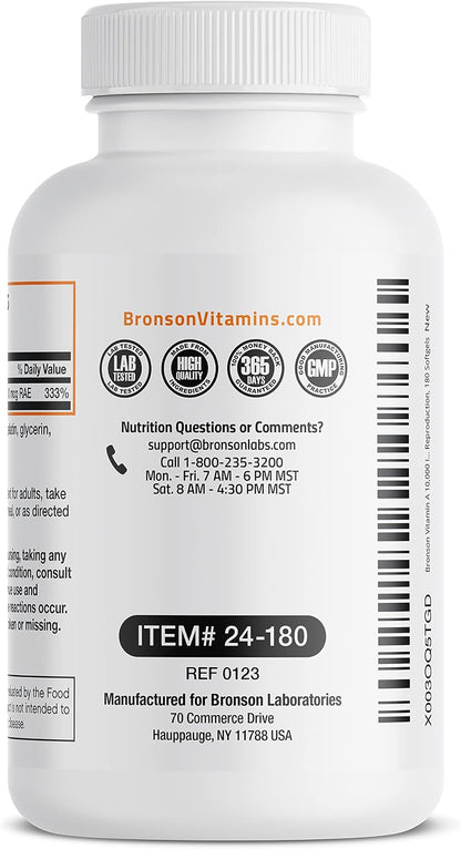 Bronson Vitamina A 10.000 UI - Fórmula Premium No-GMO - 180 Cápsulas Blandas – Image 5