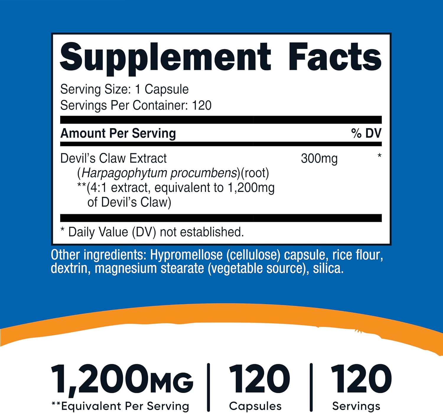 Nutricost Extracto de Garra del Diablo 120 Cápsulas - 120 Servicios por Envase - Vegetariano, Sin OGM y Sin Gluten