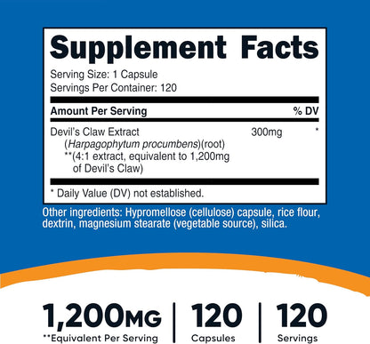 Nutricost Extracto de Garra del Diablo 120 Cápsulas - 120 Servicios por Envase - Vegetariano, Sin OGM y Sin Gluten – Image 2