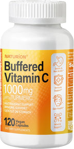 NATURION Vitamina C tamponada 1000 mg con Cúrcuma Orgánica - 180 cápsulas veganas