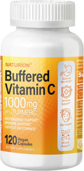NATURION Vitamina C Tamponada 1000 mg con Cúrcuma Orgánica - 120 Cápsulas Veganas (120 Días de Suministro)