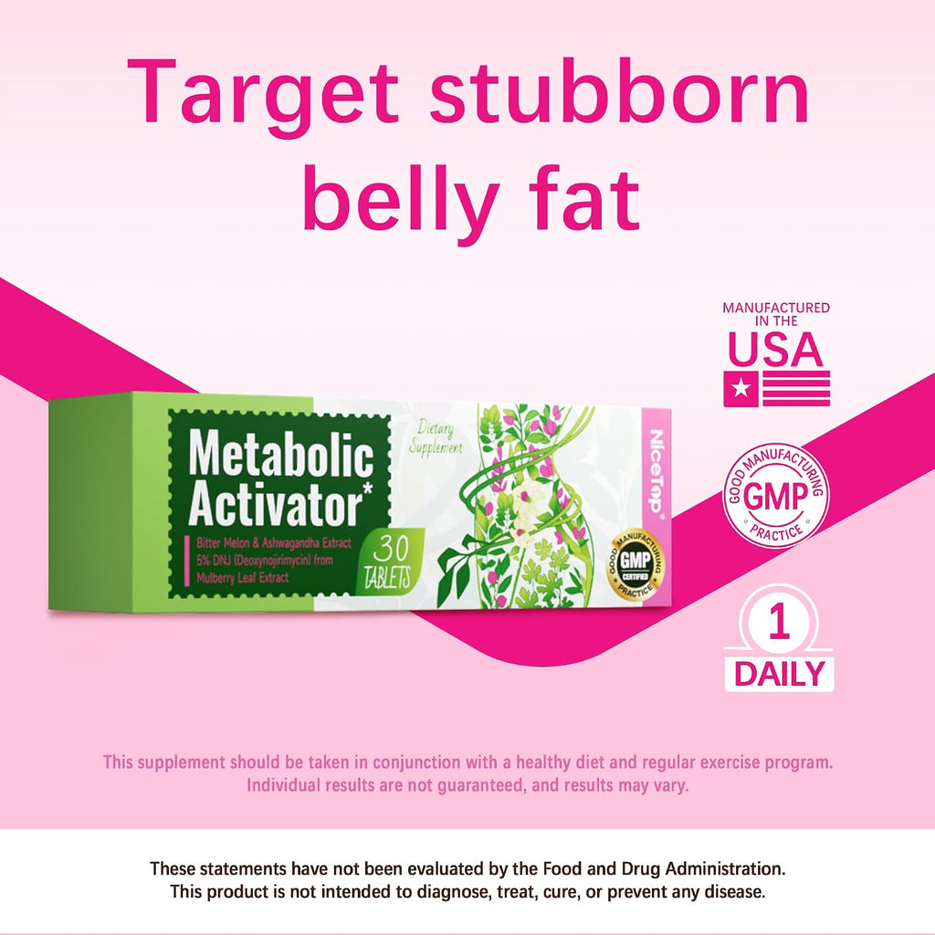 NiceTop Metabolic Activator - Complemento Alimenticio con Extracto de Hoja de Morera, Vitamina C y PQQ - 30 Comprimidos