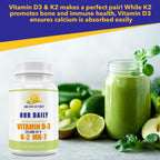 Our Daily Vites Vitamina D3 25.000 UI + K2 - Combinación de Alta Potencia