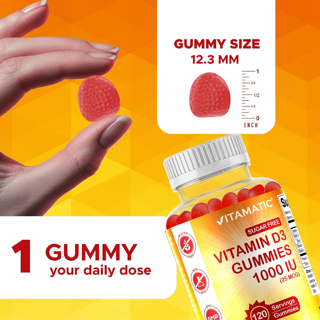 Vitamatic Vitamina D3 1000 UI Gominolas Sin Azúcar (120 Gominolas)