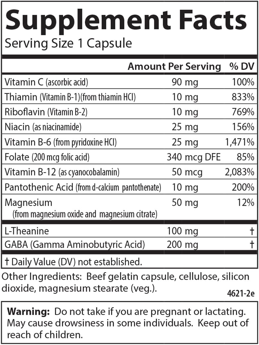 Carlson Totally Zen: GABA, L-Theanina y Vitaminas B, 60 Cápsulas