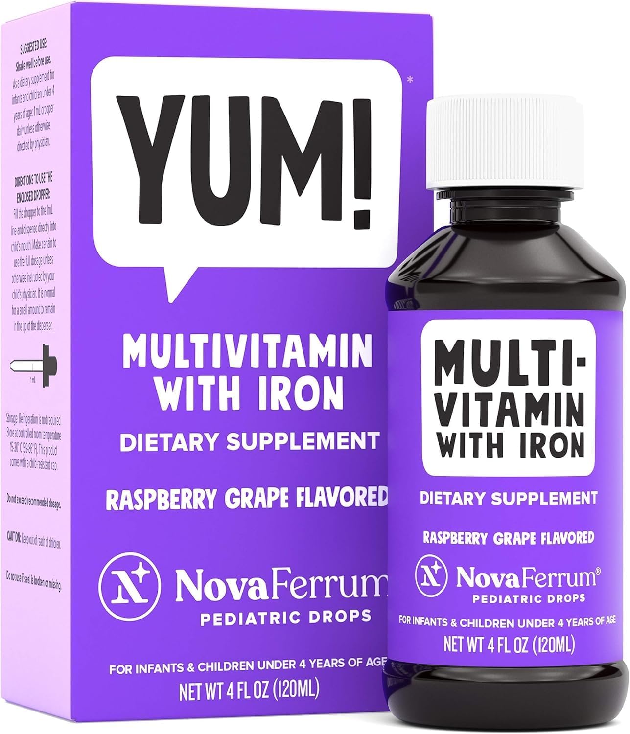 NovaFerrum MMM Multivitamin for Kids, Infants, and Toddlers - Orange Flavor - 50 mL