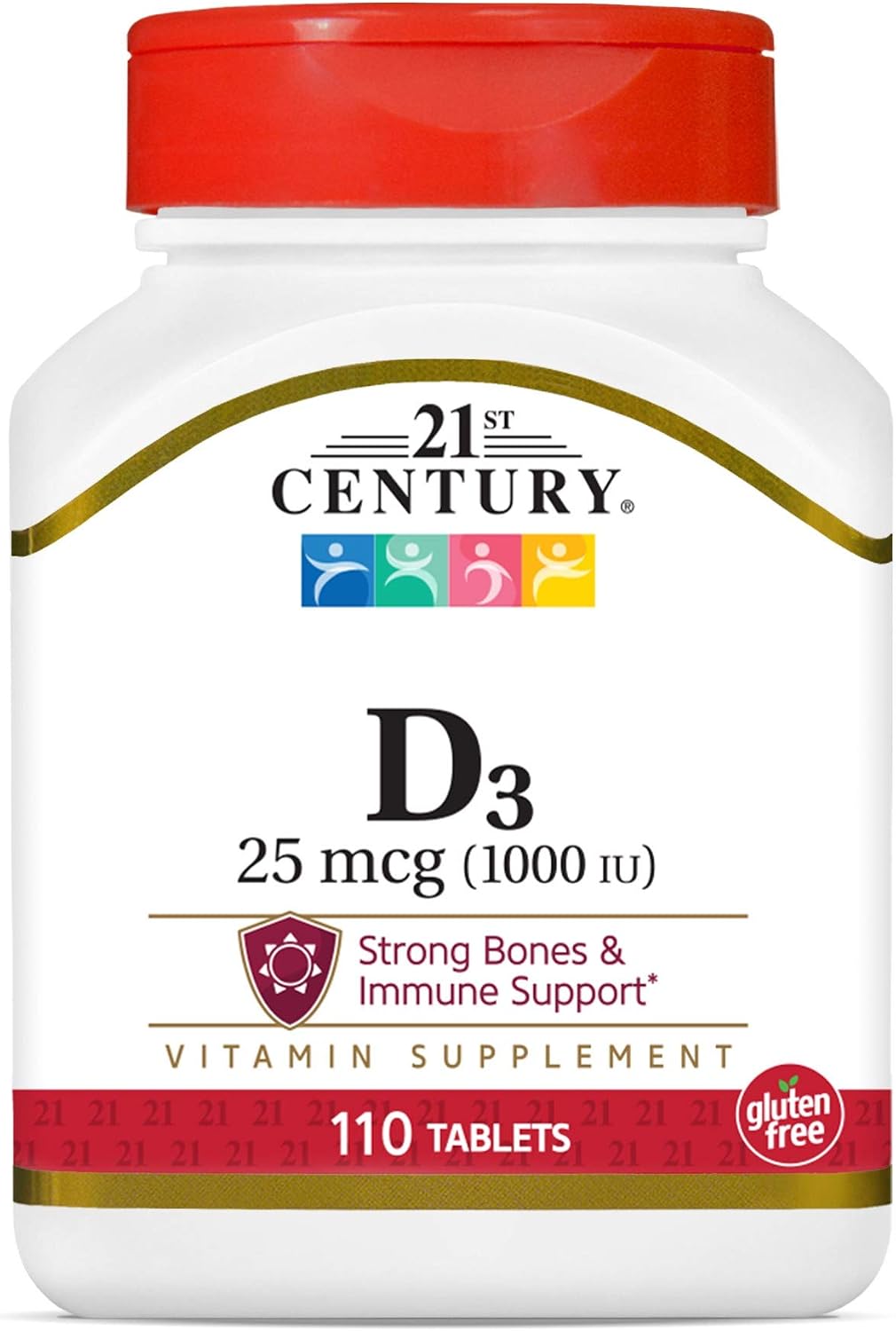 21st Century Vitamina D3 1000 UI Comprimidos, Pack de 3 (330 comprimidos)