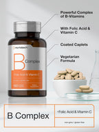 Horbaach Complejo B para Mujeres y Hombres | 150 Comprimidos | con Ácido Fólico y Vitamina C | Suplemento Sin Gluten y No Transgénico