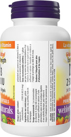 Webber Naturals Vitamina D3 2500 IU Extra Strength, 180 Cápsulas Blandas