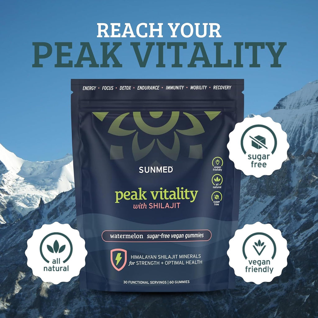 Pink Vitality Gominolas de Shilajit del Himalaya para Fuerza, Energía y Concentración Cognitiva | Sin Azúcar | Vegano | Natural | Sandía
