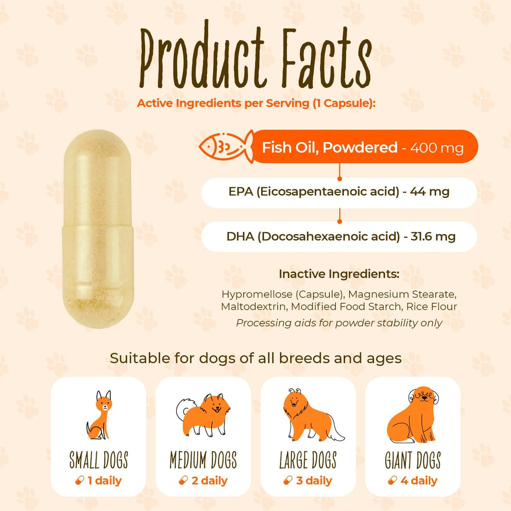 Pawsomely Healthy Omega-3 para Perros – Aceite de Anchoa Salvaje en Cápsulas – 90 uds