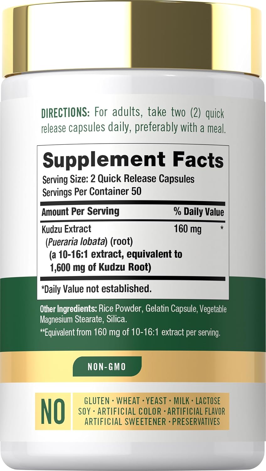 Carlyle Raíz de Kudzu Extracto | 100 Cápsulas | Fórmula No-GMO y Sin Gluten | Suplemento Herbal Tradicional