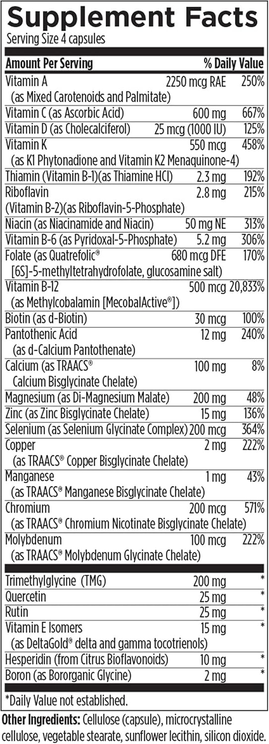 Designs for Health DFH Complete Multi with Copper - Complejo Multivitamínico y Mineral con Folato, 1000 UI Vitamina D, Vitaminas para el Apoyo Inmunitario - Multivitamínico sin Hierro (120 Cápsulas)