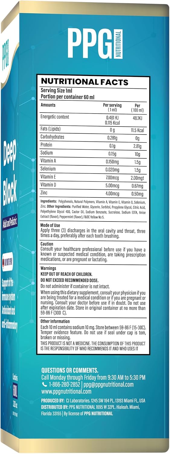Deep Block Spray Bucal de Apoyo Inmunitario con Vitamina D y Zinc