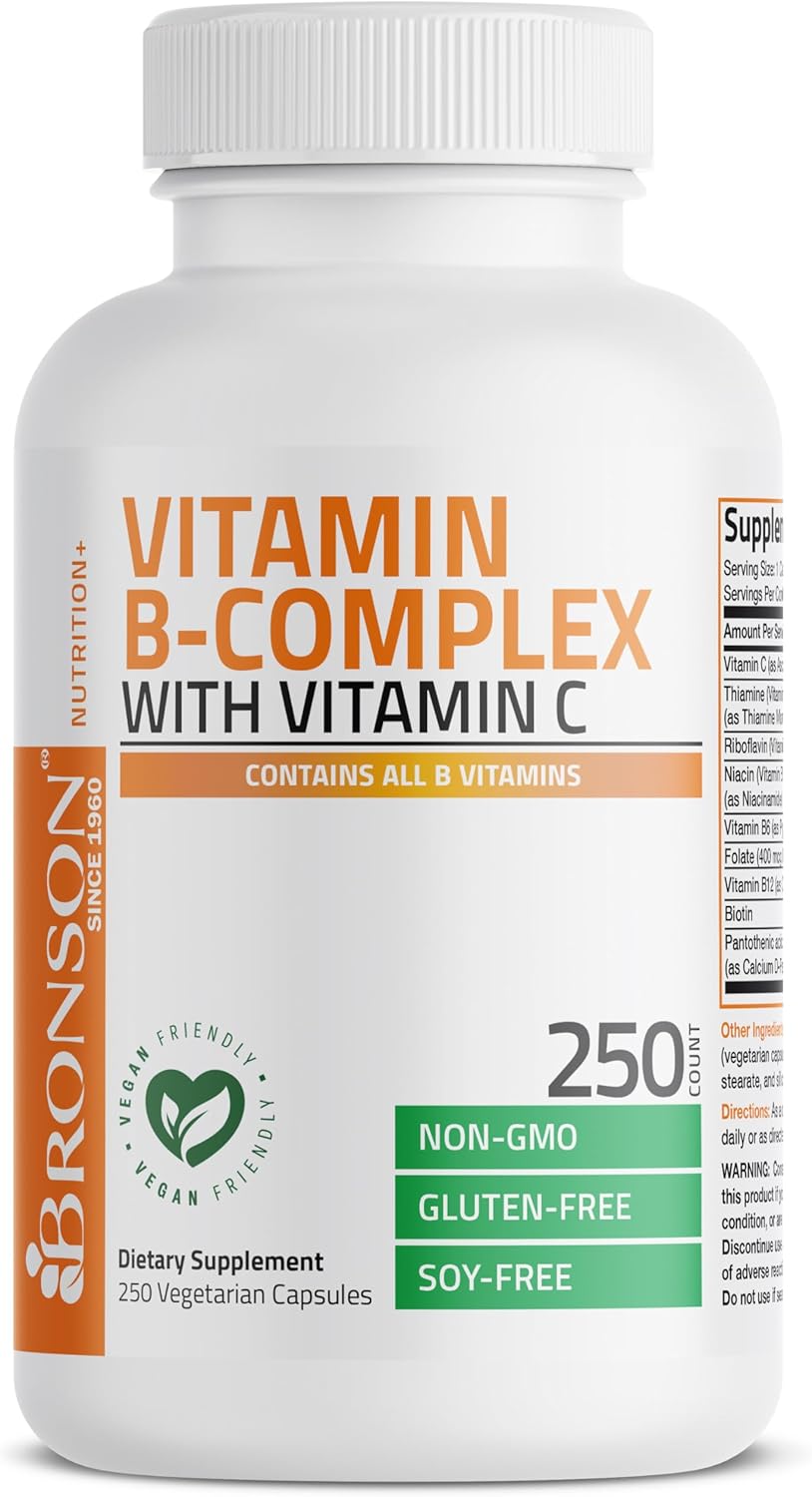 Bronson Complejo B con Vitamina C – 250 Cápsulas Vegetarianas