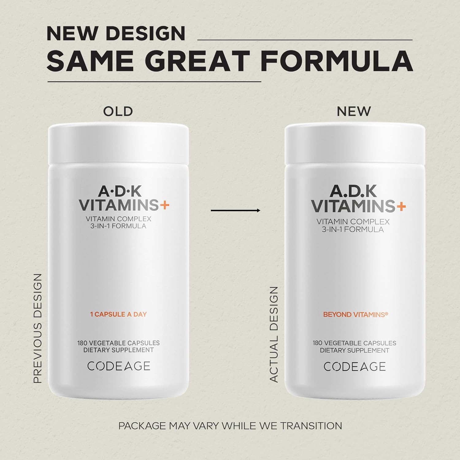 Codeage ADK Vitaminas+ Complejo de Vitaminas A, D3, K1 y K2 - 2 Envases (360 Cápsulas)
