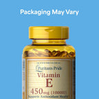 Puritan's Pride Vitamina E 450mg (10.000 UI), Suplemento Vitaminico para la Función del Sistema Inmunitario y Apoyo Antioxidante, 100 Cápsulas Blandas de Liberación Rápida, 2 Envases