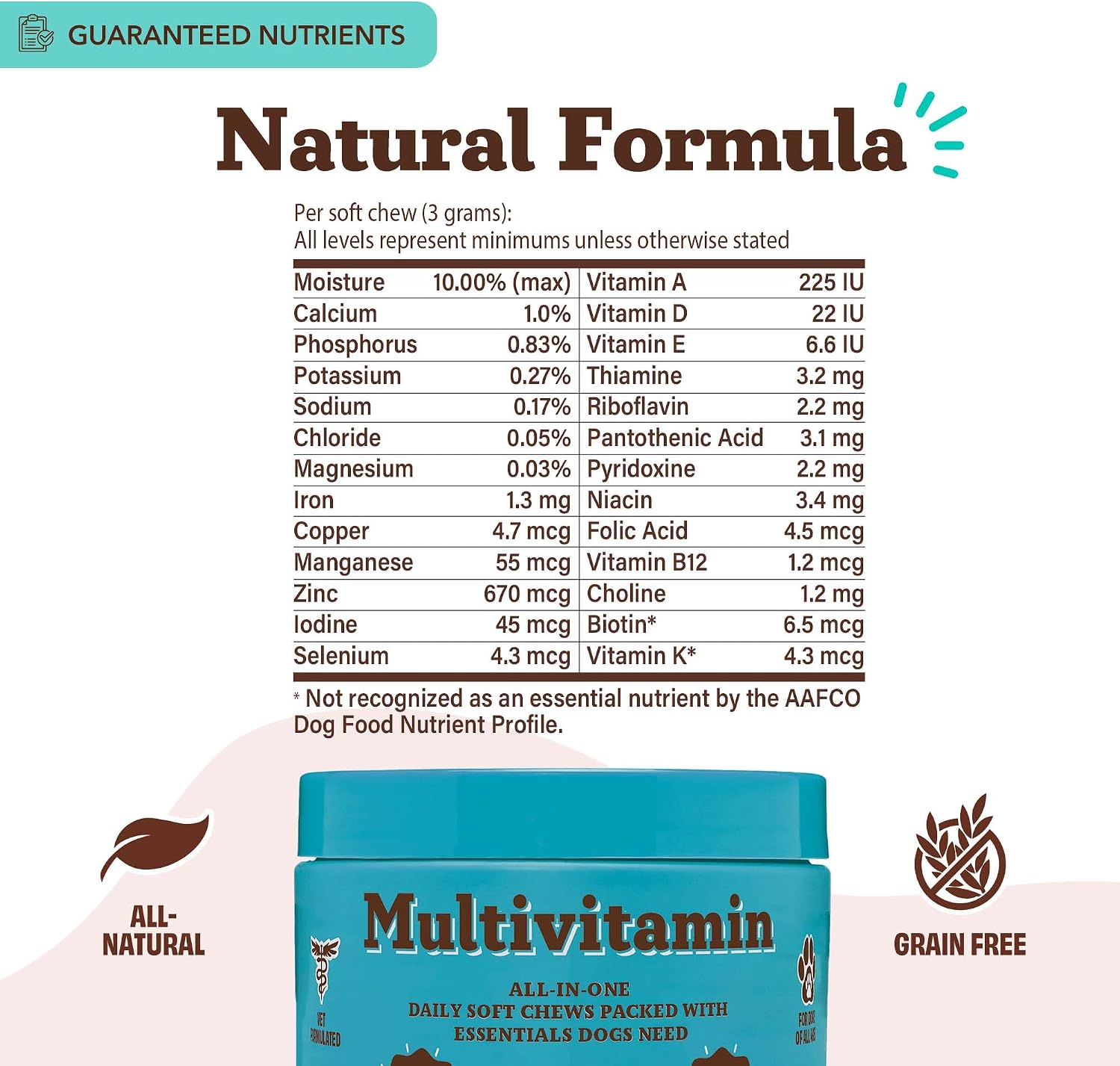 Natural Dog Company 25-in-1 Multivitamin for Dogs – Golosinas blandas formuladas por veterinarios para cachorros, adultos y seniors, 90 unidades