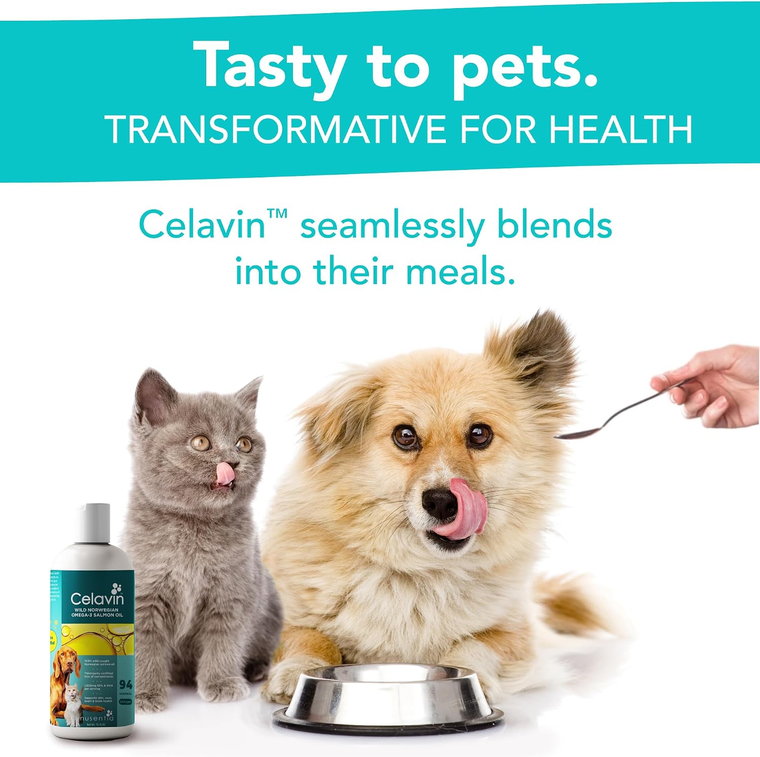 Aceite de Salmón Salvaje Nórdico para Perros y Gatos, 96 dosis - Omega-3 Puro de NUSENTIA