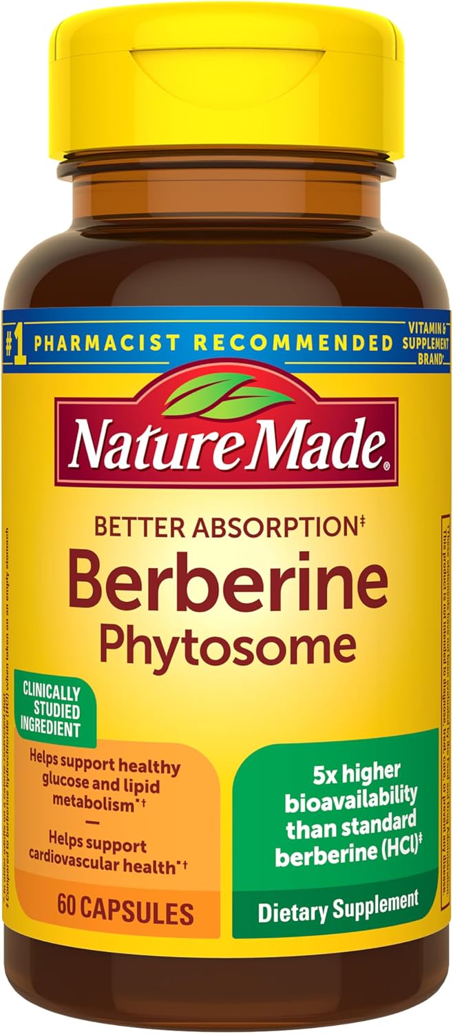 Nature Made Berberina Phytosome Absorción Mejorada, 1100 mg, 60 Cápsulas