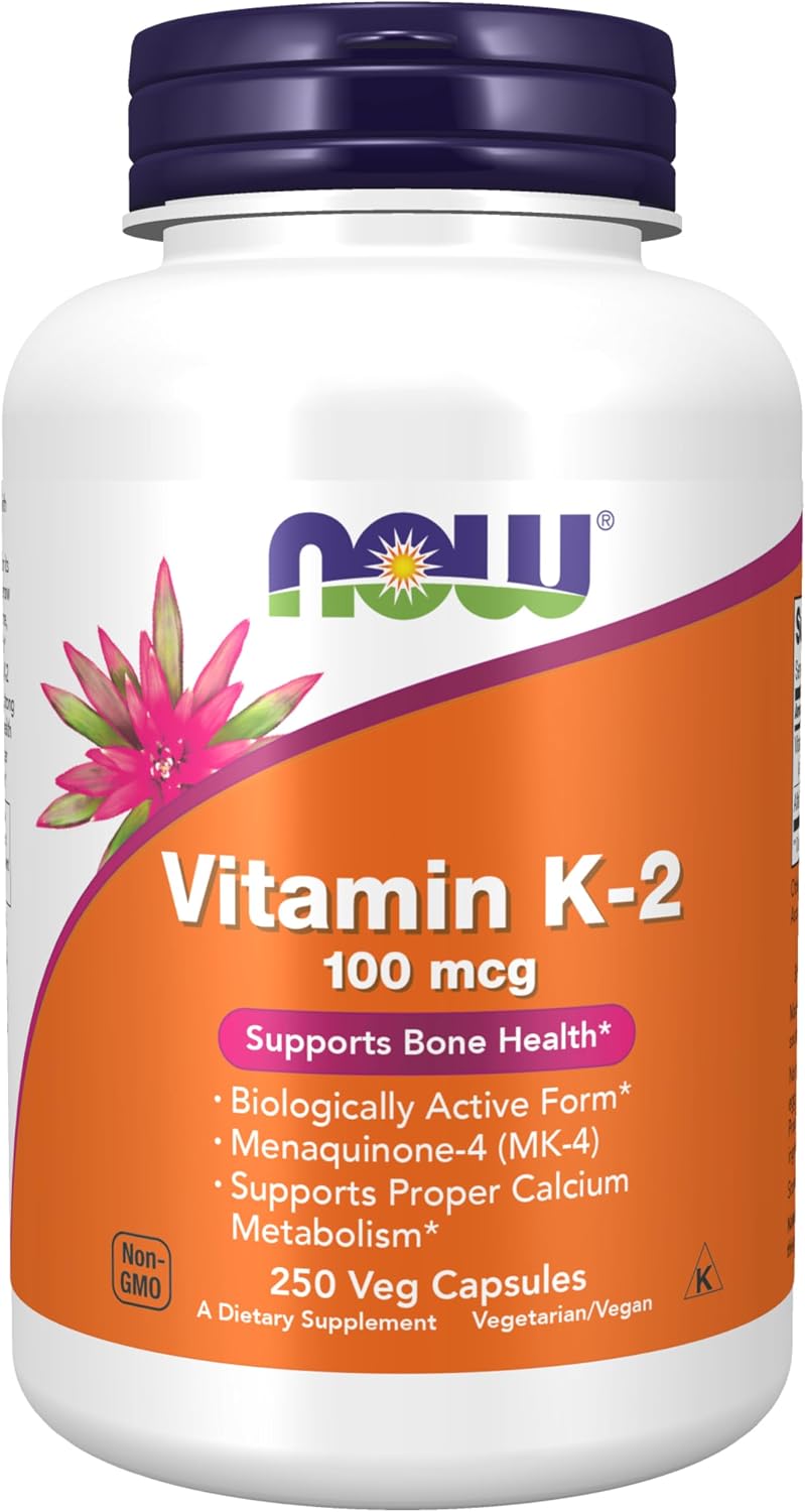 NOW Foods, Vitamina K-2 100 mcg, Menaquinona-4 (MK-4), 250 Cápsulas Vegetales