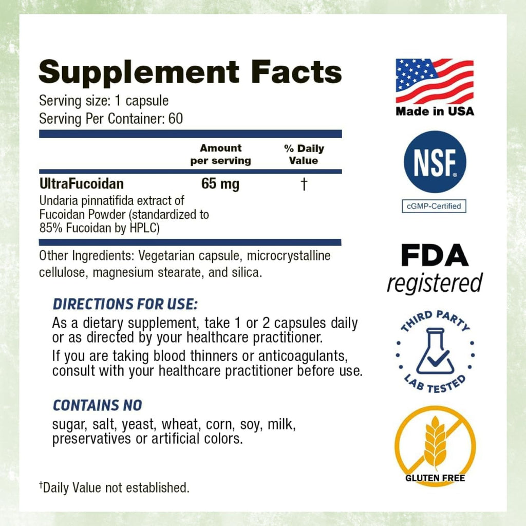 Fucoidán 65mg con Extracto de Alga Parda – 60 Cápsulas