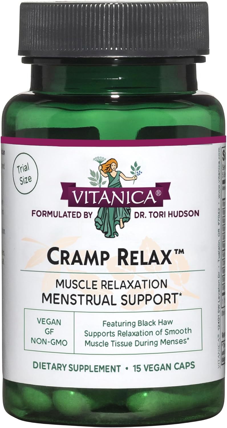 Vitanica Cramp Relax, Apoyo Menstrual, Vegano, 60 Cápsulas