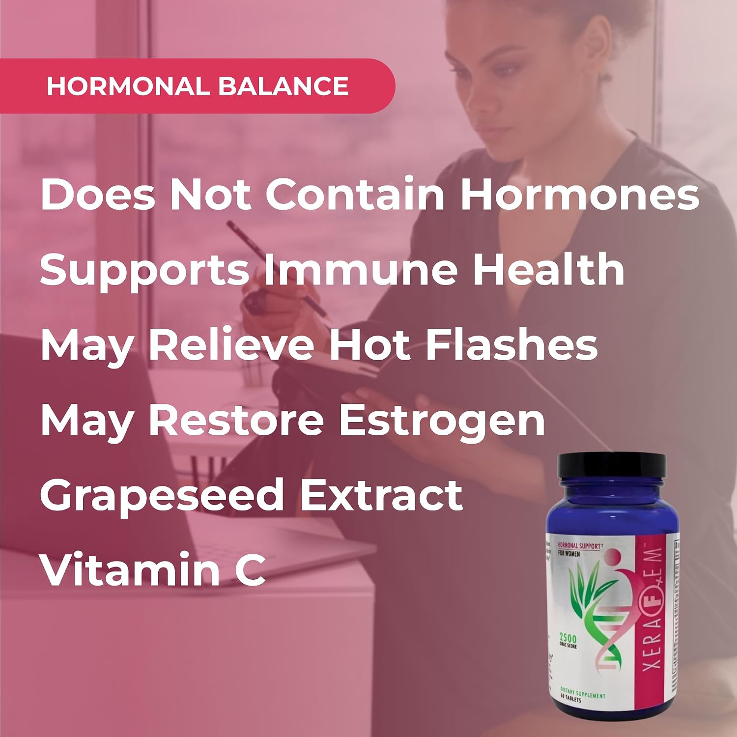 Youngevity XeraFem – Apoyo hormonal para mujeres con vitaminas, minerales, raíz de maca y extracto de semilla de uva – Favorece el equilibrio hormonal y la salud inmunitaria – 60 comprimidos