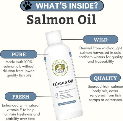 Wholistic Pet Organics Aceite de Salmón – Corazón y sistema inmunológico: Los ácidos grasos contribuyen al – Image 3