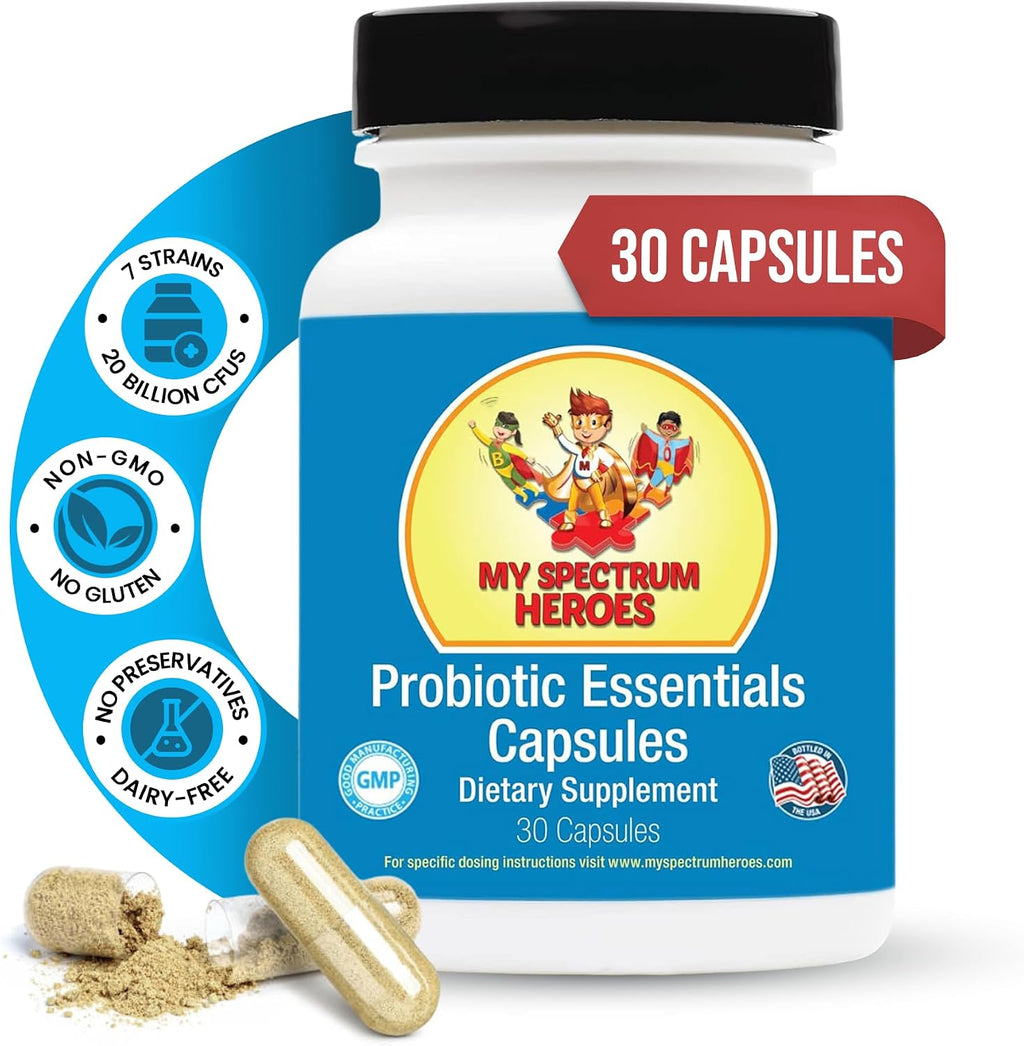 My Spectrum Heroes Probióticos Digestivos - 30 Cápsulas con 7 Cepas y 20 Mil Millones de UFC