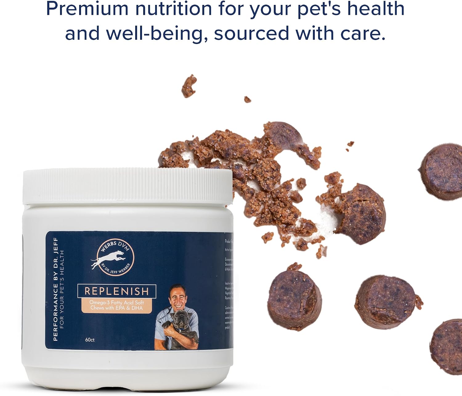 Dr. Jeff Werber Replenish Omega 3 Masticables para Perros - 60 unidades (Pequeño/Mediano)