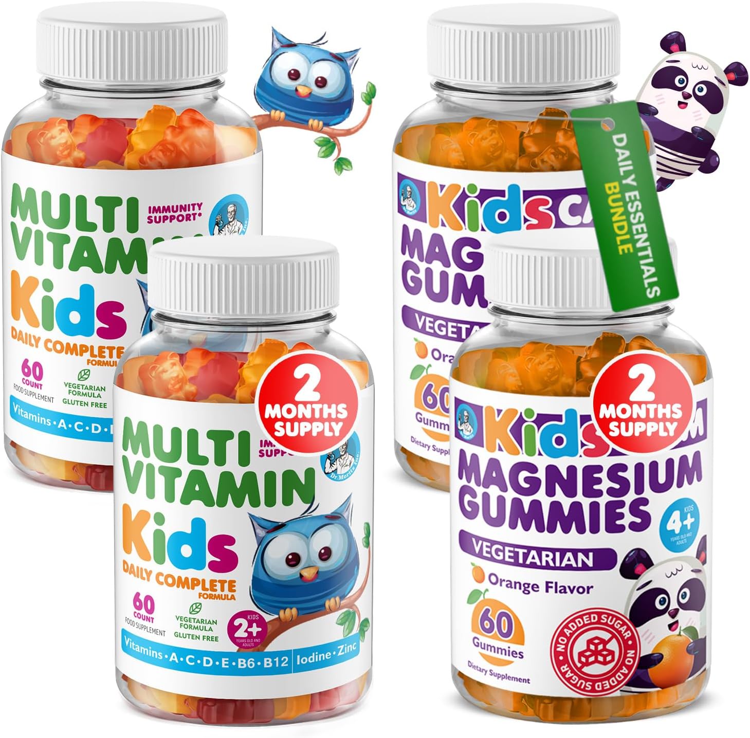 DR. MORITZ Pack Gominolas de Magnesio y Multivitamínicas para Niños - 240 Gominolas - Sin OGM, Vegetarianas
