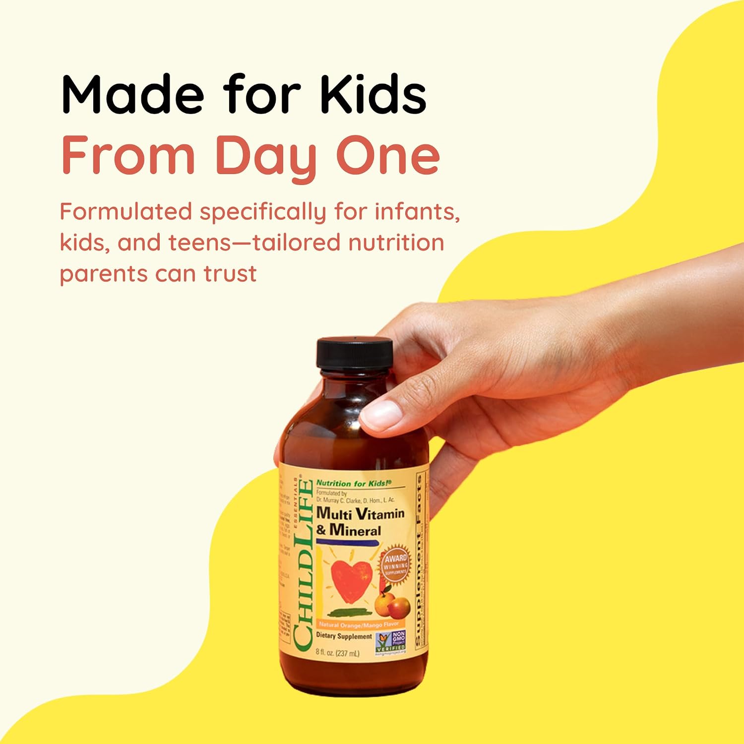 CHILDLIFE ESSENTIALS Multivitamin and Mineral for Kids - Natural Orange Mango Flavored Liquid Supplement, 236 ml (1 Pack)