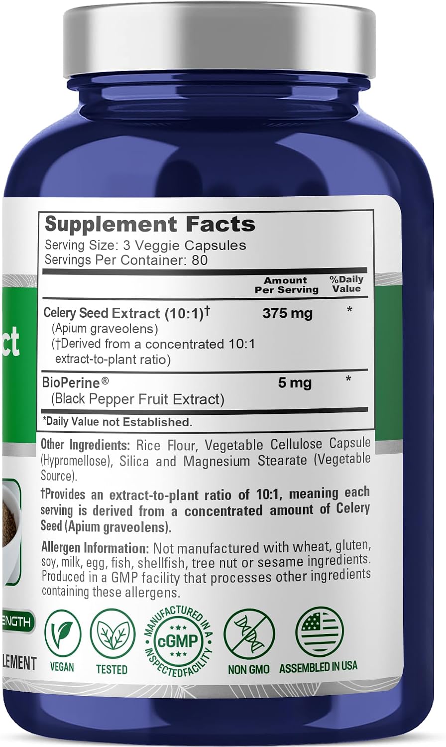 NusaPure Cápsulas de Semillas de Apio, 375 mg, 240 Cápsulas Veganas (No-GMO, Vegano)