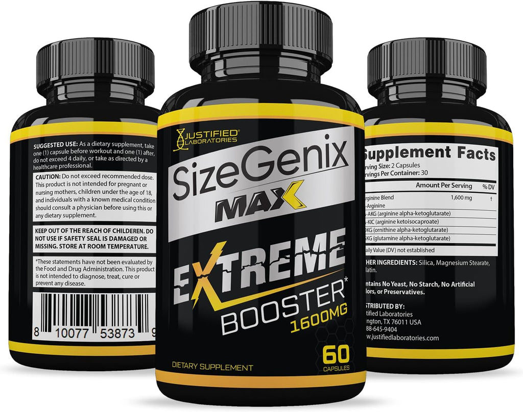 Sizegenix Max 1600MG – Fórmula Avanzada para la Salud Masculina, Pack de 5 (300 Cápsulas)
