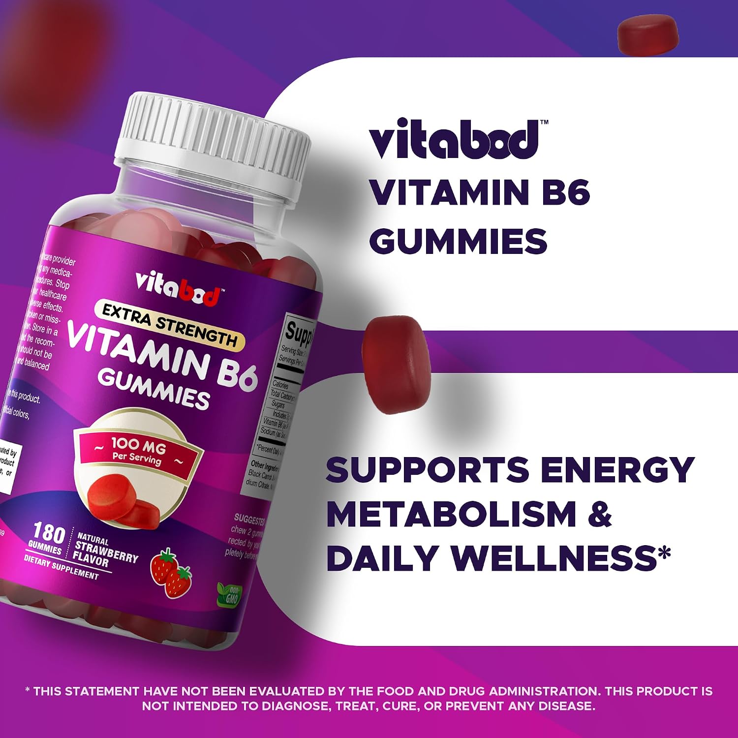 Vitabod Vitamina B6 Gomitas 100mg - 180 Gomitas de Pectina
