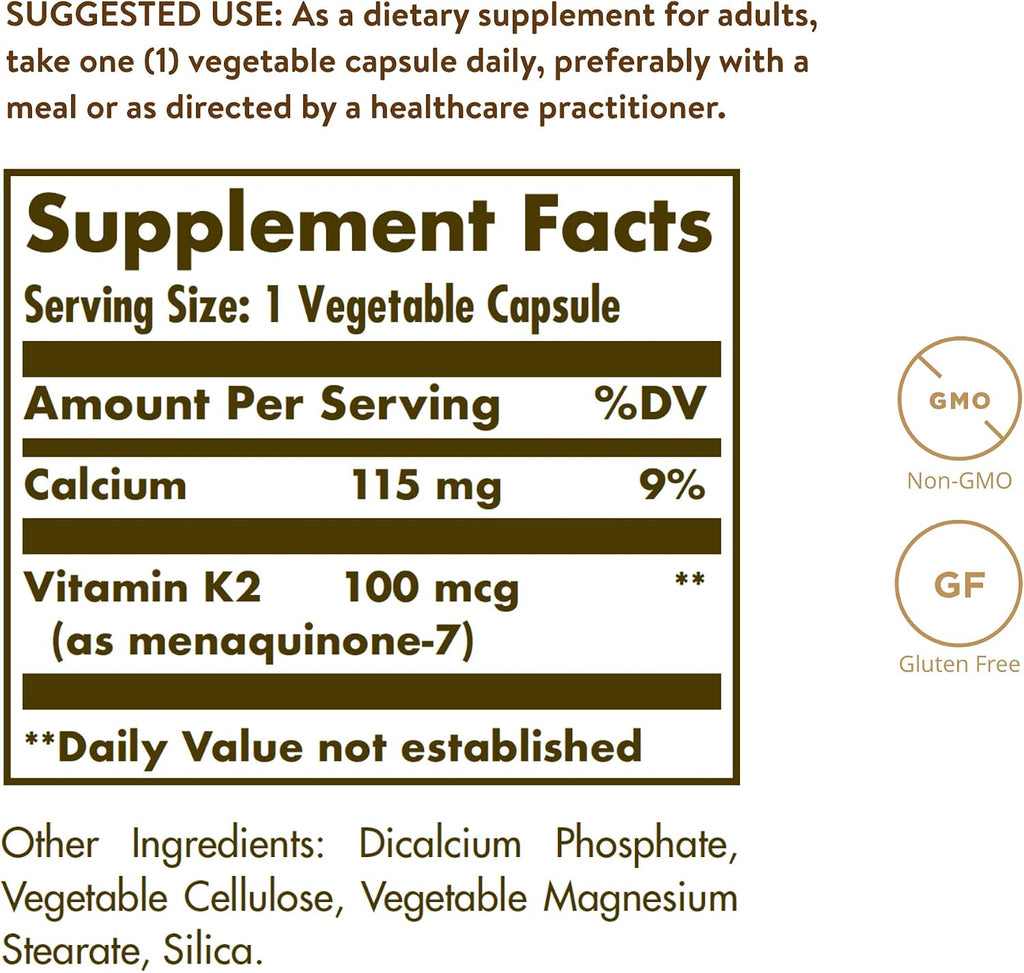 Solgar Vitamina K2 (MK-7) 100 mcg - 50 Cápsulas Vegetales