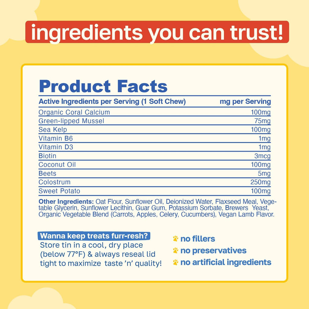 Happy Paws 10-en-1 Multivitamínico para Perros - 100 Chews Sabor Cordero Vegano
