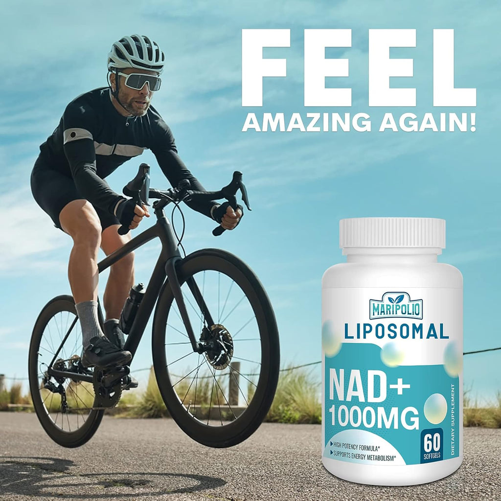 Maripolio NAD+ Liposomal 1000 mg | Alta Biodisponibilidad | Apoyo al Metabolismo Energético Celular | Suplemento de NAD+ Puro para Hombres y Mujeres, 60 Cápsulas Blandas