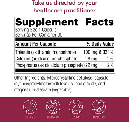 Bariatric Advantage Vitamina B1 Tiamina - 100 mg Mononitrato de Tiamina - Cápsulas de Fácil Digestión - 90 unidades – Image 4