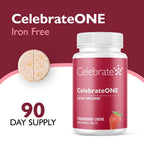 Celebrate Vitamins CelebrateONE Chewables, Sin Hierro - Multivitamínico Bariátrico de una Toma Diaria, Vitaminas y Minerales Esenciales - Complemento para Bypass Gástrico y Manga Gástrica - Sabor Fresa Crema (90 Comprimidos Masticables)