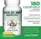 Maxi Health Vitamina D3 3000 IU 75 mcg 180 Cápsulas Blandas