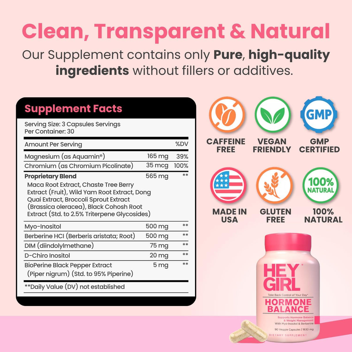 Hey Girl Hormone Balance for Women - DIM, – Cimífuga negra (Black Cohosh) : Planta utilizada para aliviar los – Image 5