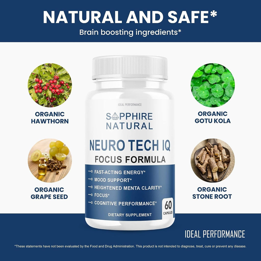(3 Pack) Neuro Tech IQ Brain Supplement Neurotech Iq Focus Formula Pills (180 Capsules)