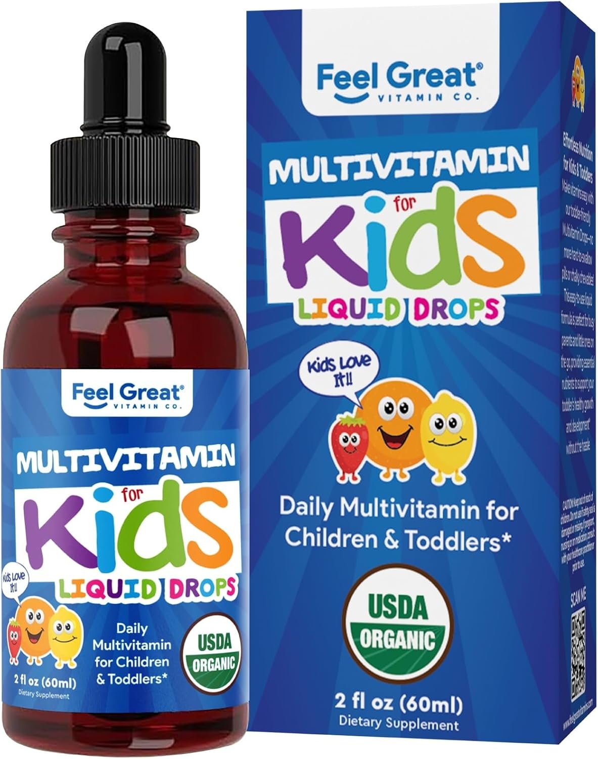 Feel Great Vitamins Multivitamínico Orgánico Líquido para Niños, 59 ml