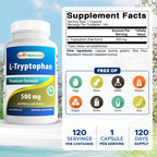 Best Naturals L-Triptófano 500 mg, 120 Cápsulas (Pack de 3)