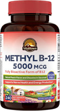 Vitalitown Vitamina B12 (Metil B12) 5000 mcg, Forma Totalmente Bioactiva, Sabor Melocotón Natural, 240 Comprimidos de Disolución Rápida