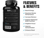 B4UGAME Brain Booster | Suplemento Nootrópico para Enfoque, Memoria y Energía | 60 Cápsulas