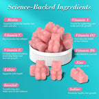 Lazpowfi Biotin Gummies - Gominolas de Biotina para Cabello, Piel y Uñas, Vegano, 60 unidades